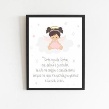 Imagem de Quadro Santo Anjo Anjinha Menina 33X24Cm - Com Vidro - Quadros On-Line