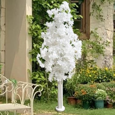 Imagem de Árvore de cerejeira artificial com suporte, decoração de árvore de flor de festa de casamento branca, árvore de flor eterna, guia de flores para decoração de festa de casamento