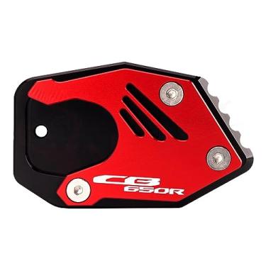 Imagem de Acc-Creativity Suporte de pé de motocicleta com ampliador lateral para placa de extensão compatível com Honda CB650R 2018-2022 (vermelho)