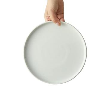 Imagem de Prato dobrável doméstico de cor sólida, utensílios de mesa de cerâmica resistente a altas temperaturas - prato dobrável de 20 cm branco