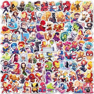 Imagem de 200 adesivos de super-heróis para crianças, adolescentes, meninos e adultos, decalques de vinil à prova d'água para garrafas de água, laptops, skates, tema engraçado de quadrinhos de desenho animado