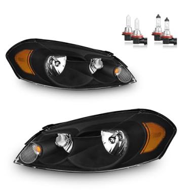 Imagem de Vizotae Conjunto de faróis com lâmpadas para Chevy Impala 2006-2013 para Chevy Impala Limited 14-16, Chevy Monte Carlo 06-07, caixa preta do lado do motorista e do passageiro
