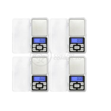 Imagem de Kit 4 Mini Balanças Digitais Alta Precisão 500g prata
