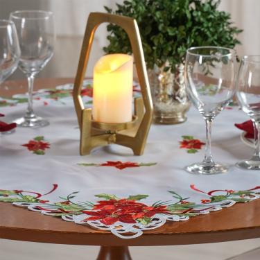 Imagem de Trilho De Mesa Natalino Bordado Inglês 40x140 Noel Fleur