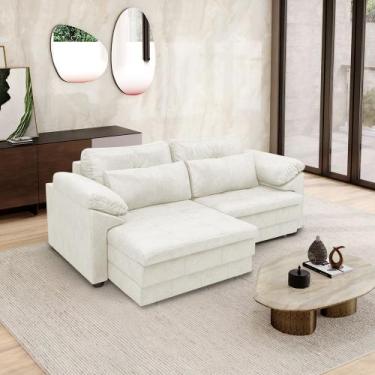 Imagem de Sofá Retrátil Manual Sala de Estar Nolan Bipartido 175cm Conforto Prem