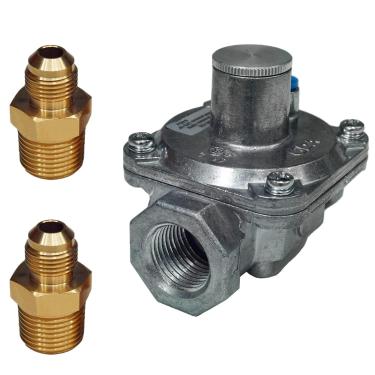 Imagem de Acesidn Regulador De Pressão Gás - 1/2" Com 2 Adaptadores Latão, Conversível Ng/Glp, Entrada Psi, Saída 5-10" Para Banheiro, Ideal Grelha, Aquecedor, Forno, Fogão E Cooktops