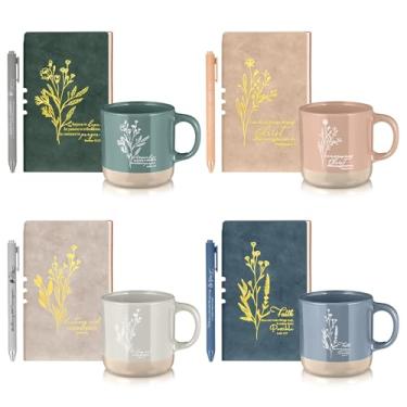 Imagem de Didaey Presentes de igreja cristã para mulheres homens canecas de café cristãs a granel 368 g caneca de cerâmica versículo bíblico cadernos de oração religiosa caneta motivacional ação dia dos