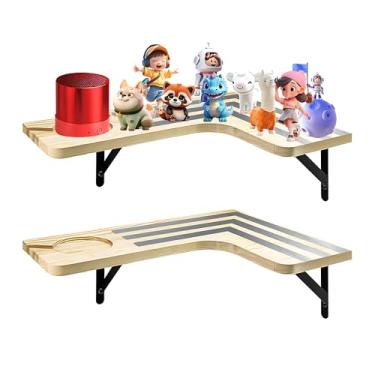 Imagem de Prateleiras flutuantes para parede, prateleira Tonie de 2 camadas, armazenamento de madeira maciça de pinho para personagens e tocadores de música Tonie, decoração de quarto infantil com suportes