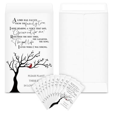 Imagem de Fumete Pacote com 120 envelopes de moedas de memorial kraft pequenos envelopes de moedas plantas, pacotes de flores pequenos pacotes de celebração da vida para funerais, perda do ente querido, 12 x 6