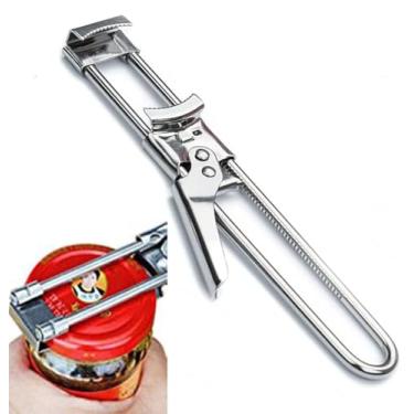 Imagem de zengxiaoyun® Master Jar e abridor de garrafas, abridor de latas multifuncional ajustável de aço inoxidável, pegador de tampa de jarra, manual, acessórios de cozinha