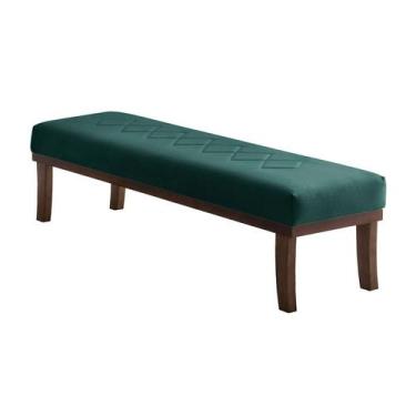 Imagem de Banco 2 Lugares Theo Veludo Verde e Imbuia 100 cm - Sofani