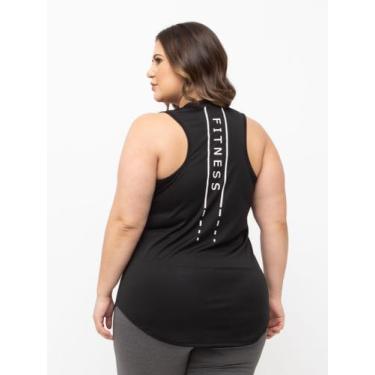 Imagem de Regata Feminina Estampada Plus Size Dry Fit - Fix, Preto, G1