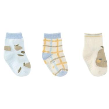 Imagem de Kit 3 Pares Meia Colorida Antiderrapante Pimpolho 16-20 (6-12m) Menino