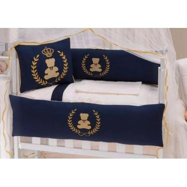 Imagem de Kit Mini Berço 10 Peças - Fabricação Própria,  Azul Marinho
