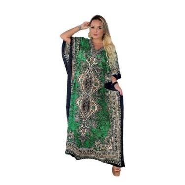 Imagem de Vestido Kaftan Indiano Longo Estampado Plus Size - Cod. 1200 - ALÉCI F