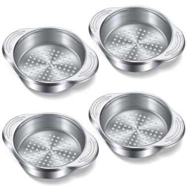 Imagem de Patelai 4 peças coador de lata de atum de aço inoxidável para alimentos peneira de metal prensa de atum tampa escorredor de óleo escorredor de óleo filtro de lata de atum para feijão e vegetais