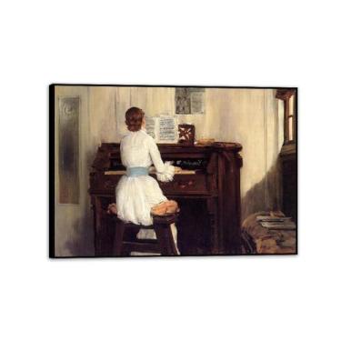 Imagem de Pintura famosa, Mrs. Meigs at the Piano Organ, reprodução de pintura a óleo impressão em tela retrato de mulher impressão de arte de parede imagens abstratas decoração de parede 70 x 50 cm (28 x 20