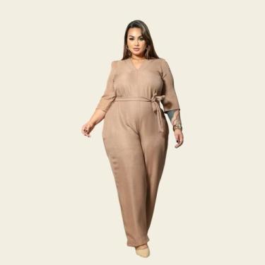 Imagem de Macacão Preto Linho Plus Size Curvy Casamento Lia Rosa, Castor, XG