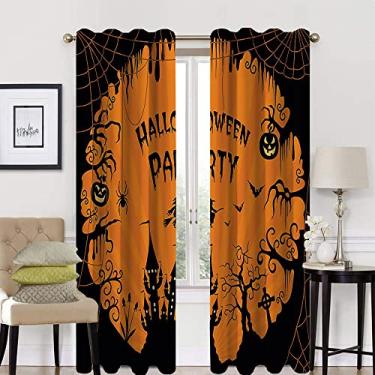 Imagem de Cortina blackout 90% de Halloween, padrão de estilo Halloween, tratamento de sombreamento completo, cortina de isolamento de cozinha, L 132 x C 150 cm