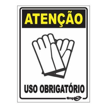 Imagem de Placa - uso obrigatorio de luvas / em ps e.p.i. 20 x 15cm emplac br
