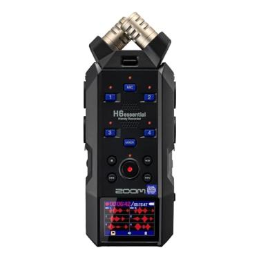 Imagem de Zoom H6essential (modelo 2024, série Essential) com flutuador de 32 bits, acessibilidade, gravador de 6 faixas, microfones estéreo, 4 entradas XLR/TRS, interface de áudio USB, para músicos, podcasts e