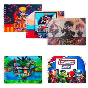 Imagem de Kit 5 Livros Para Colorir Holográfico Menino 50 Folhas - Toys 2u