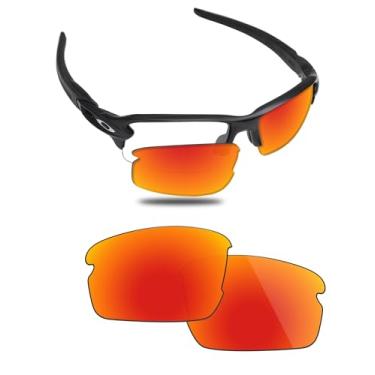 Imagem de Fiskr Lentes polarizadas de substituição compatíveis com óculos de sol Oakley Flak XS OJ9005, resistente a impactos e ajuste perfeito, Vermelho fogo, One Size