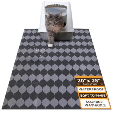Imagem de BEAUTYZOO Tapete de areia para gatos grande 50,8 cm x 71,1 cm - Tapete de armadilha de areia premium à prova d'água com suporte antiderrapante, tapete de caixa de areia para gatos controle de