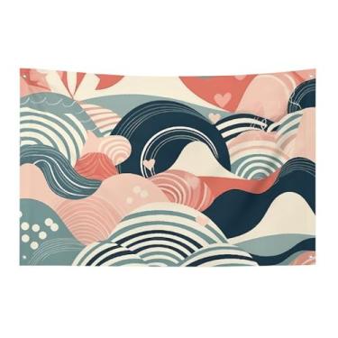 Imagem de Bandeira de desenho de linha abstrata 119 x 178 cm sem desbotamento bandeira de boas-vindas bandeiras de jardim, quintal, casa, decorativo, jardim, quintal, bandeira, interior, exterior, festa