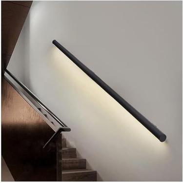 Imagem de Corrimão De Alumínio Led - Corrimão De Escada Com Luz - Luz De Parede Longa - Luzes Corrimão De Corrimão Para Escada De Convés Interna E Externa, Black, 59"/1.5m