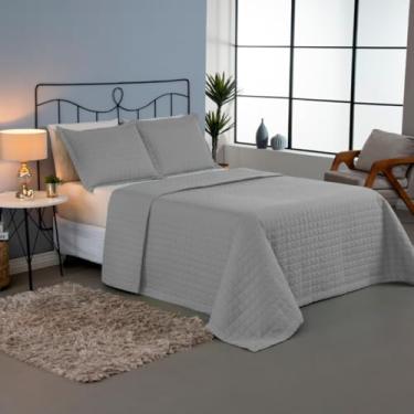 Imagem de Conjunto Cobre Leito Cama Casal Queen + 2 Fronhas Matelados 300 Fios Em Poliéster Confortável Macia (Kit Cobreleito Cinza)