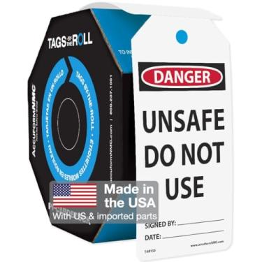 Imagem de Accuform Signs Etiquetas TAR150 por rolo de etiquetas de segurança geral, lendário "Danger Unsafe DO NOT USE", 16 cm de comprimento x 7,6 cm de largura x 0 cm de espessura, PF-Cardstock, vermelho/preto sobre branco (pacote com 250)