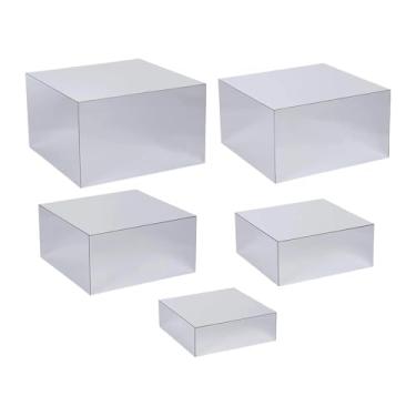 Imagem de XLWLLNJ 5 peças de acrílico aninhamento risers display stand jóias rack prateleira cubo caixa para pulseiras festa