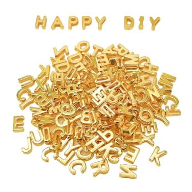 Imagem de 400 peças de contas grandes de letras do alfabeto, amuletos grandes de A-Z para fazer joias, pulseiras, colares, chaveiros, artesanato DIY, contas de plástico para acessórios personalizados (cor