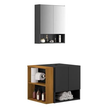 Imagem de Gabinete Armario Troia Banheiro Com Espelheira e Papeleira