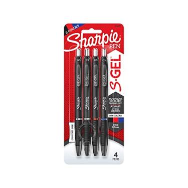 Imagem de Sharpie Caneta gel retr til S-gel, ponta fina de 0,5 mm, tinta sortida, 4/pacote