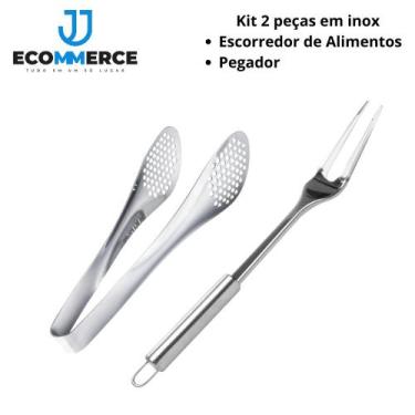 Imagem de Kit Pegador de Alimentos e Garfo para Churrasco 2 Unidades - Top Útil