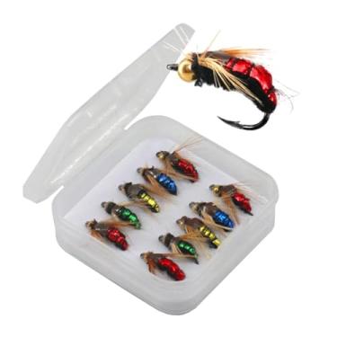 Imagem de Milageto 10x iscas de pesca com mosca isca de pesca comprimento 1.5cm metal iscas artificiais iscas de pesca com mosca para pesca no mar robalo
