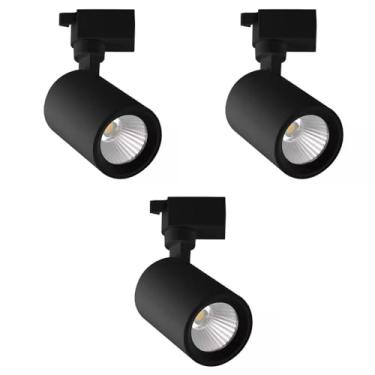 Imagem de Kit 3x Spot LED Preto 10W 4000K Branco Neutro Bivolt Para Trilho Eletrificado