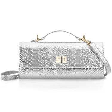 Imagem de ERKOON Bolsa de mão feminina para festa de casamento formal, coquetel, formatura, bolsa envelope transversal, Prata