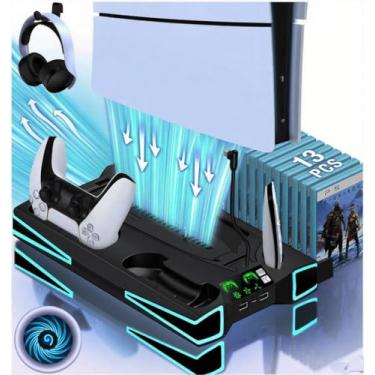 Imagem de AIfasterfly Estação De Resfriamento Para Console Ps5/Ps5 Slim, Ventoinha De 3 Níveis Para Ps5/Ps5 Slim 2023, Suporte De Resfriamento Com Carregador De Controle Para Playstation 5, Suporte Para Fone