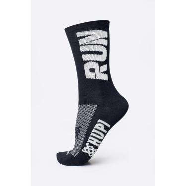 Imagem de Meia para Corrida HUPI RUN 1 Par Cano Médio, Cor: PRETO/BRANCO, Tamanho 36-42
