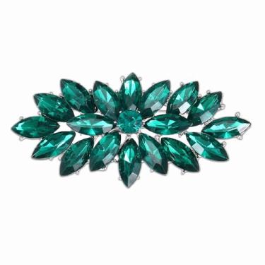 Imagem de PATIKIL Broche de strass marquesa, broches de corpete de strass broche de lapela de flor de cristal para mulheres, terno de casamento, roupas, chapéu, vestido, joias, presente, 7.3x3.5cm, Gema, Sem