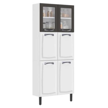 Imagem de Paneleiro Cozinha Itatiaia Aço 6 Portas 2 Em Vidro New Premium Branco/Grafite