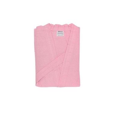 Imagem de Roupão Piquê Adulto 100% Algodão Briza Rosa 5008 Tamanho M