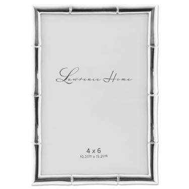 Imagem de Porta-retrato Lawrence 710146 prata metal bambu 10 x 15 cm
