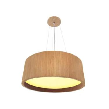 Imagem de Luminária de Teto Pendente Redondo de Madeira Grande 80 cm Cor Freijó Para Sala, Quarto, Cozinha