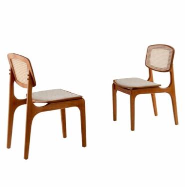 Imagem de Conjunto com 2 cadeiras Malta Premium em Madeira Maciça para Sala de Jantar Moderna Mobília