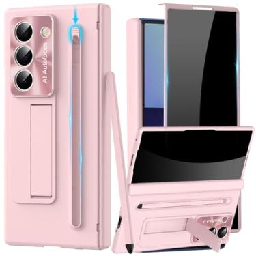 Imagem de YQODSZ Capa para Samsung Galaxy Z Fold 7 com suporte para caneta S e Stylus, Z Fold 7 capa fina de corpo inteiro com protetor de tela de privacidade, suporte, protetor de câmera, antiespião, capa