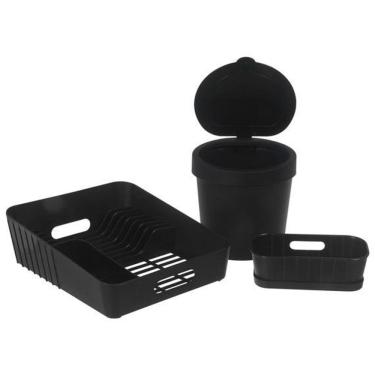 Imagem de Kit Pia 3 Peças Escorredor,Organizador D Pia E Lixeira Preto